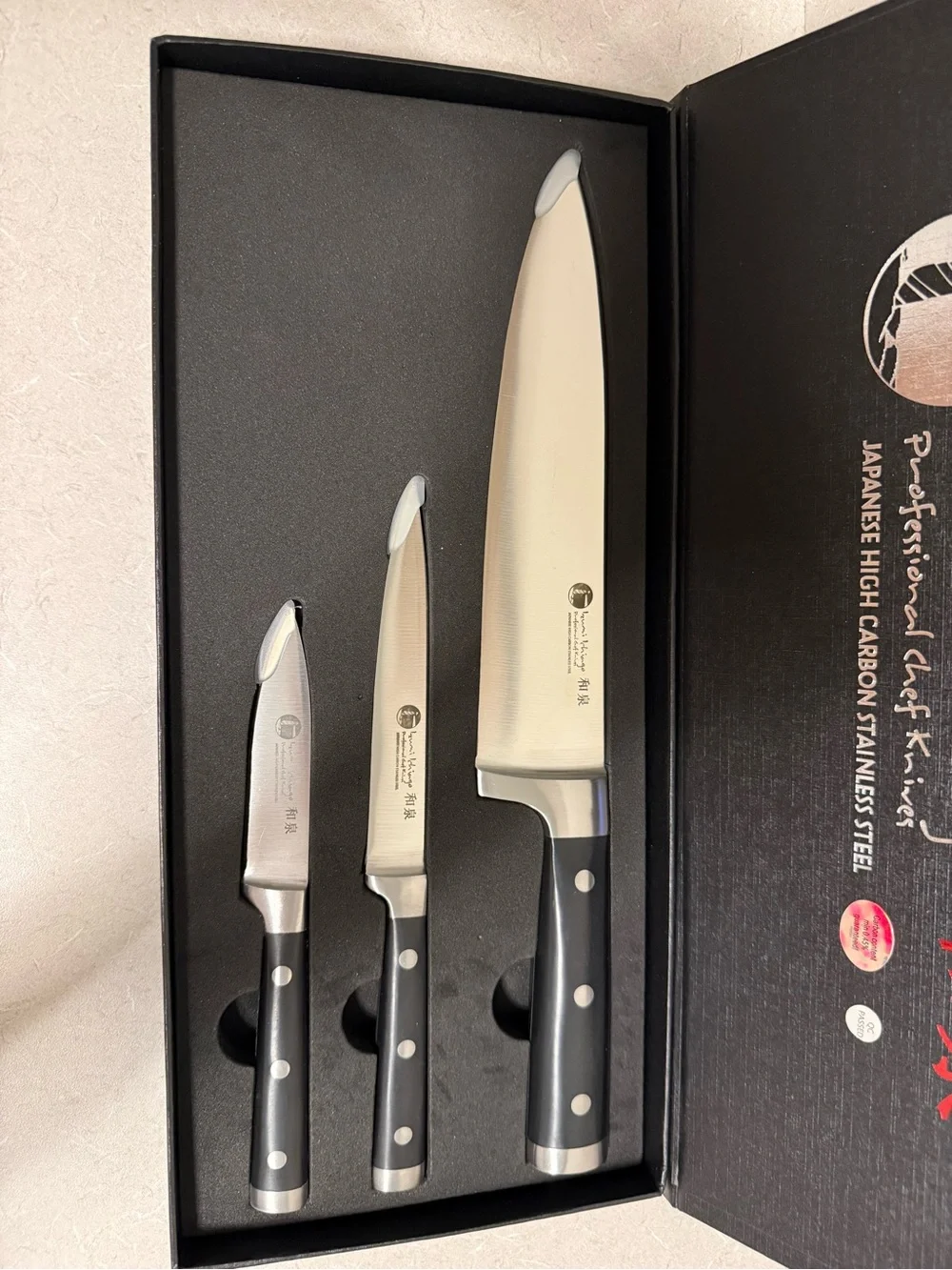 BNWT IZUMI ICHIAGO-3 pcs Chef knives Set w/Japanese steel & Tecaran